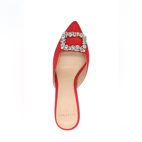 crown & ivy Red Mules with Silver Embellishment - Picture 2 of 5